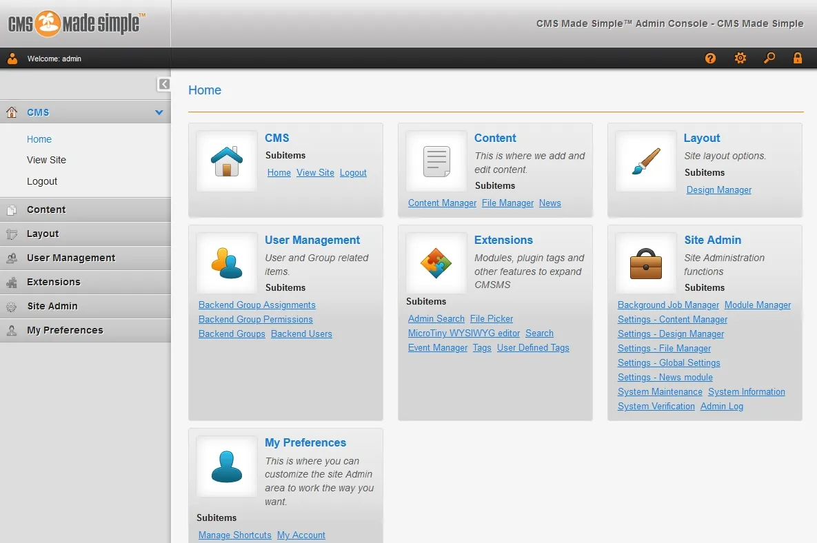 Captura de CMS Made Simple