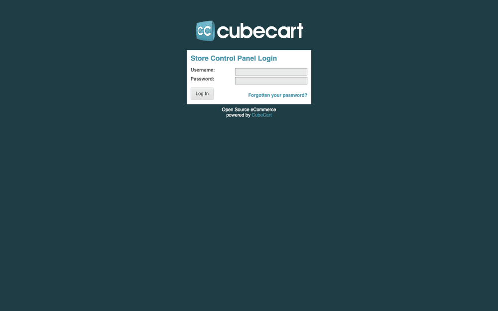 Captura de CubeCart, tomada de su demo pública oficial