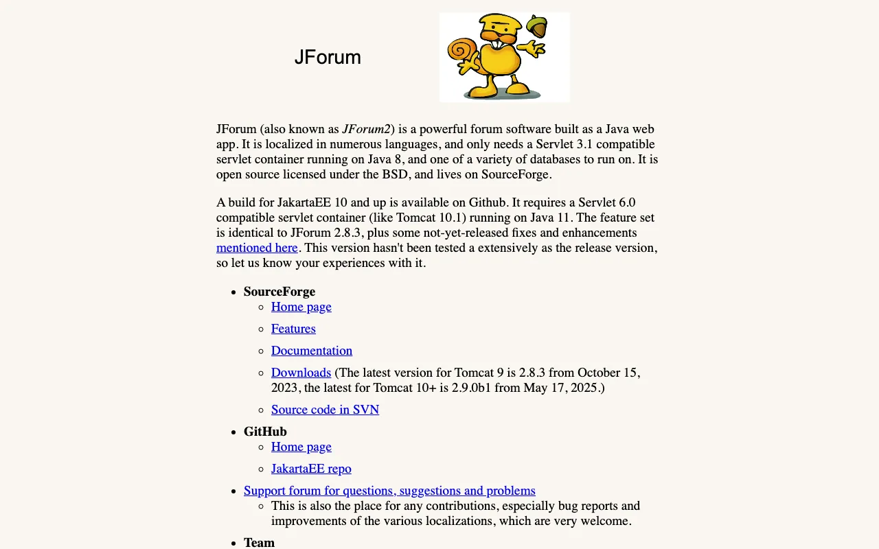 Captura de jforum, tomada de su sitio web oficial