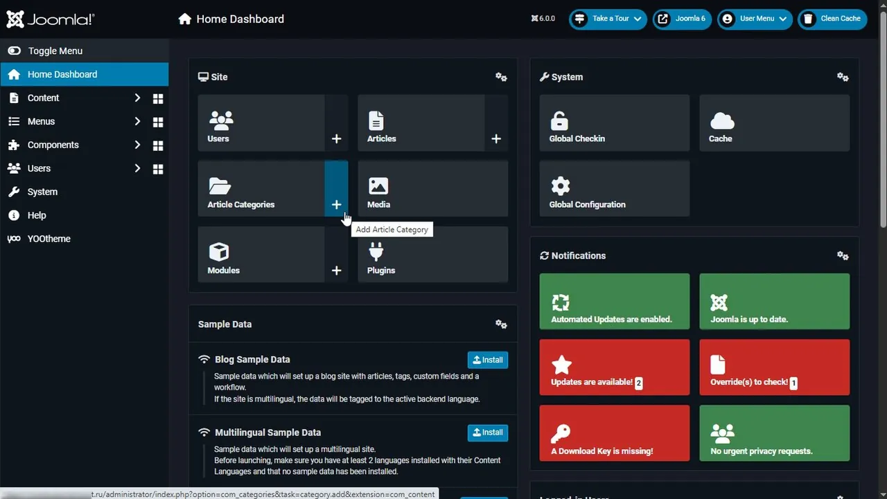 Captura de Joomla