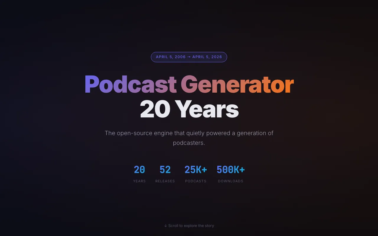Captura de Podcast Generator, tomada de su sitio web oficial