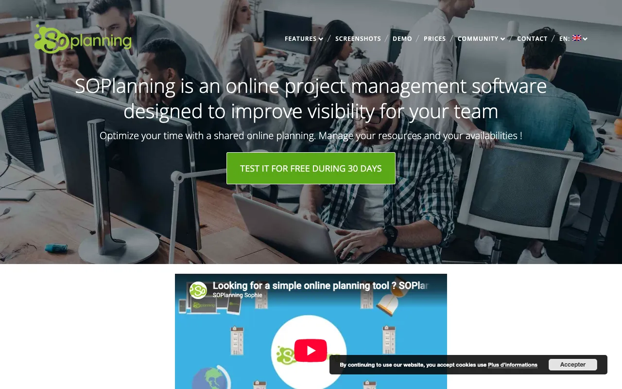 Captura de SOPlanning, tomada de su sitio web oficial
