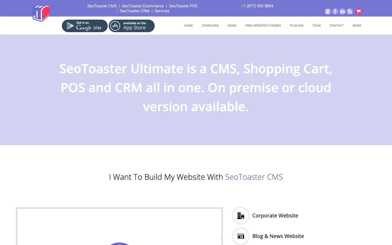 Captura de SeoToaster, tomada de su sitio web oficial