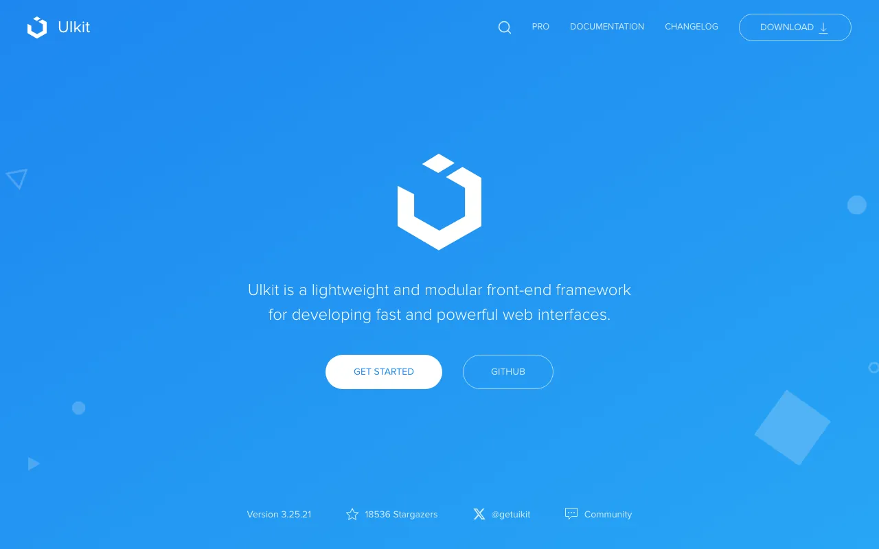 Captura de UIkit, tomada de su sitio web oficial