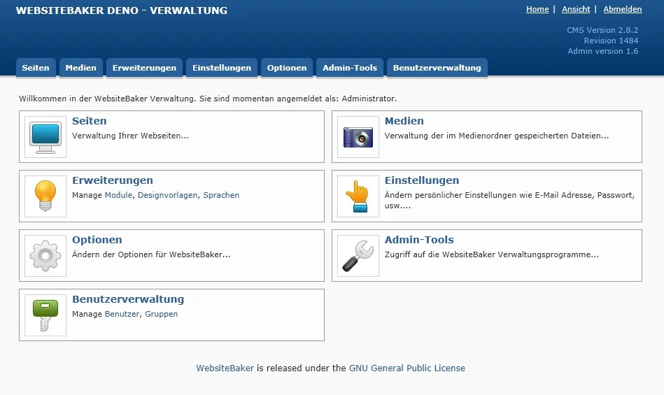 Captura de WebsiteBaker