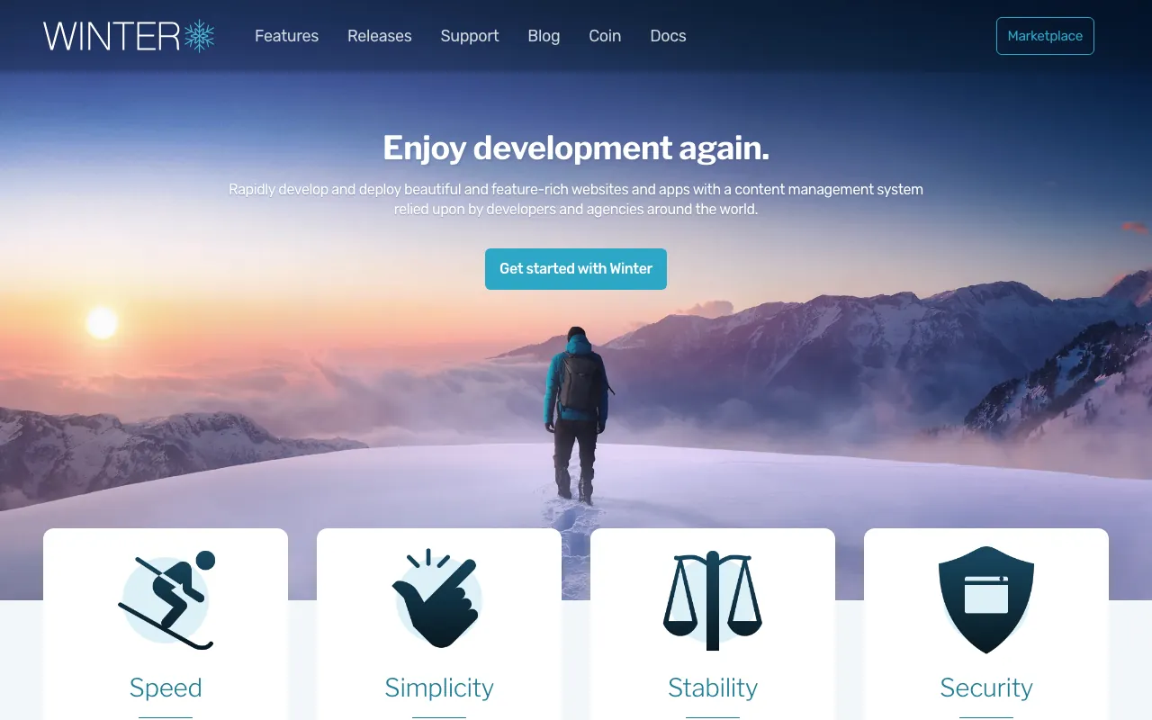 Captura de WinterCMS, tomada de su sitio web oficial