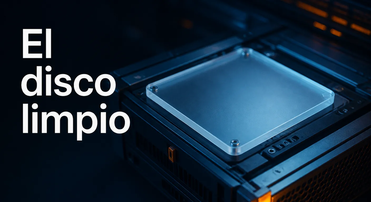 Disco de cristal en el chasis: el disco limpio