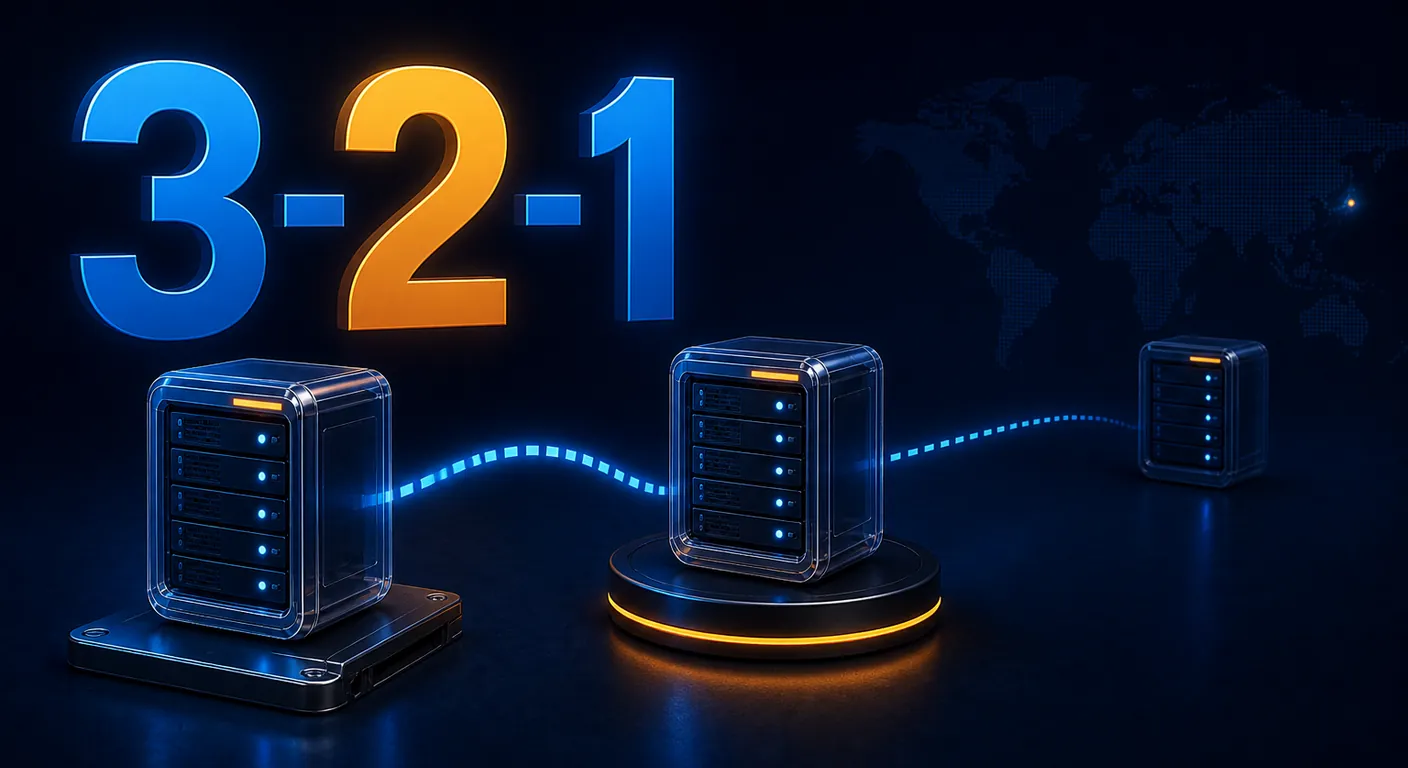 Regla 3-2-1 de copias: tres copias, dos medios, una fuera