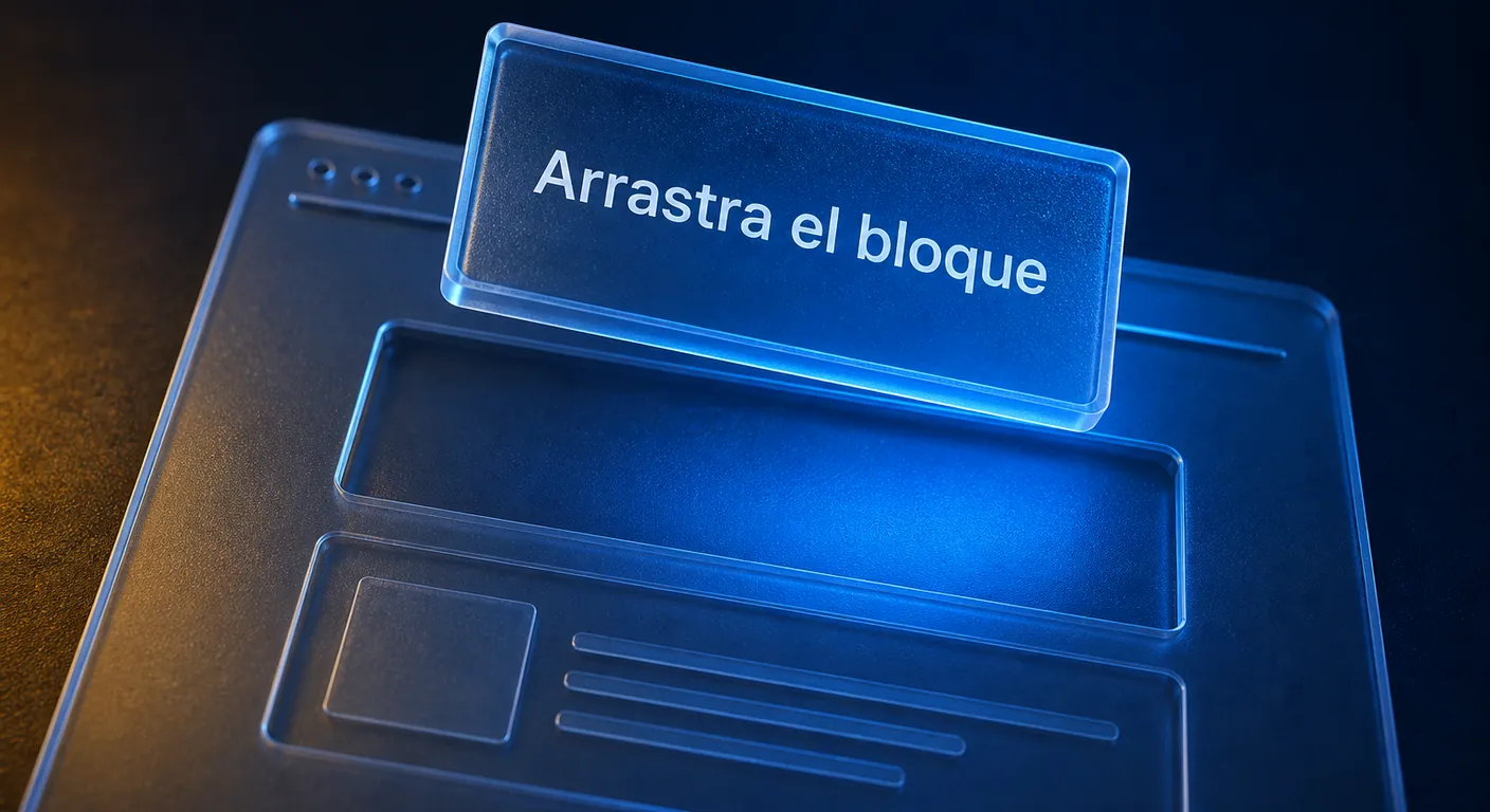Bloque de cristal cayendo sobre el lienzo: arrastrar el bloque en SitePad