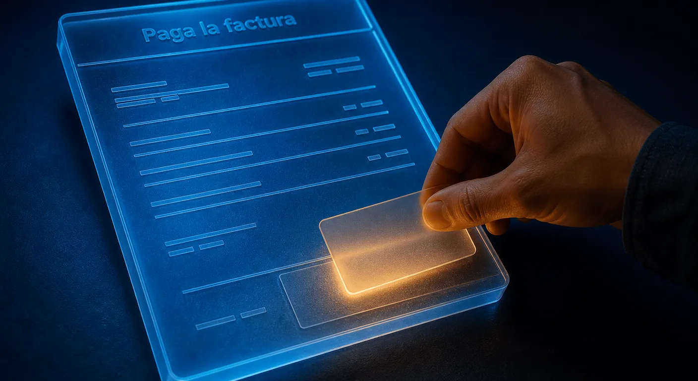 Factura de cristal y una tarjeta: pagar en el portal de clientes
