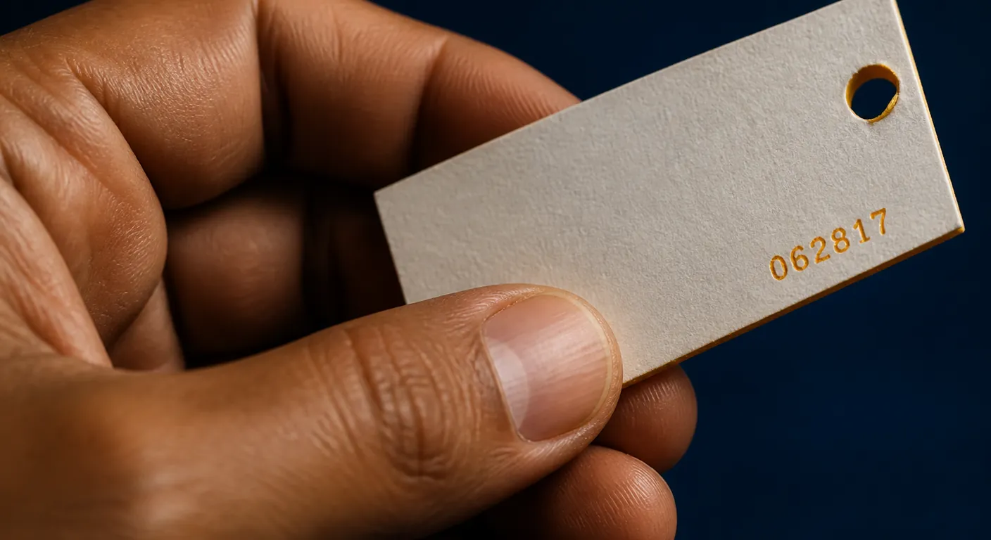 Mano con un ticket de papel: ábrelo en el portal
